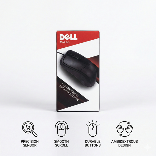 Dell W-120 Optical Wheel Mouse – High Precision Wired USB Mouse for PC & Mac